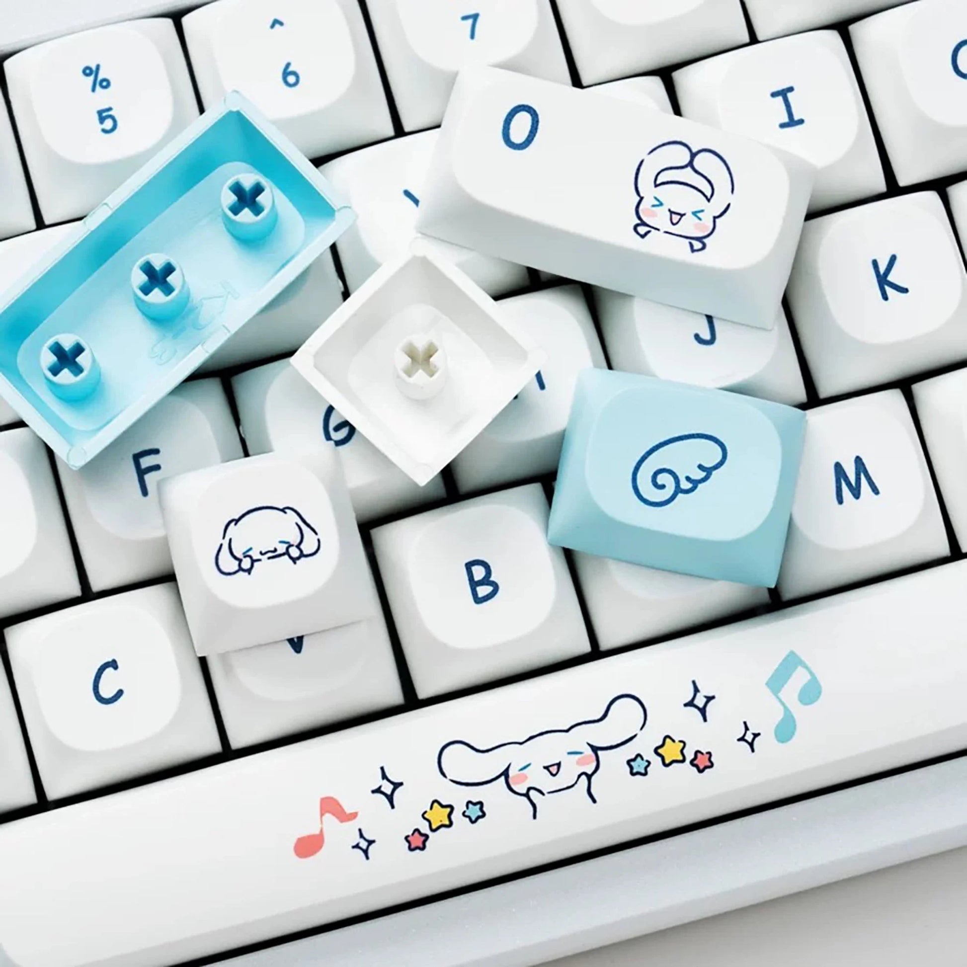 Japanese Style Cinnamoroll 124 PCS MA Profile Anime Keycap Set for Mechanical Keyboard｜Gift for Him|Custom Keycaps|Keycaps ONLY