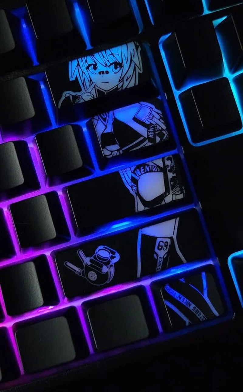Projekt Melody Anime Theme Backlit Keycap Set-61, 87, 104 Keys with 6.25 Layout | Anime Keycap Set | Gaming Keyboard Backlit Keycap Set
