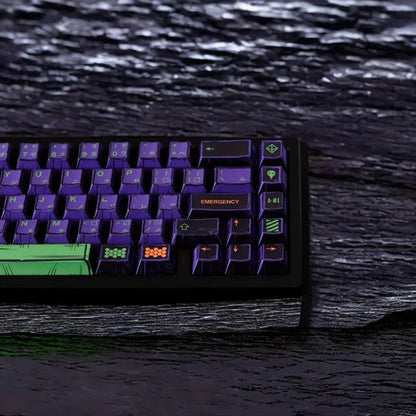 Manga EVANGELION-01 Keycap Set 150Key,Custom PBT Anime Keycap，Black Purple Gaming Keycap,Cherry Profile Keycap for Mechanical Keyboard,Gift