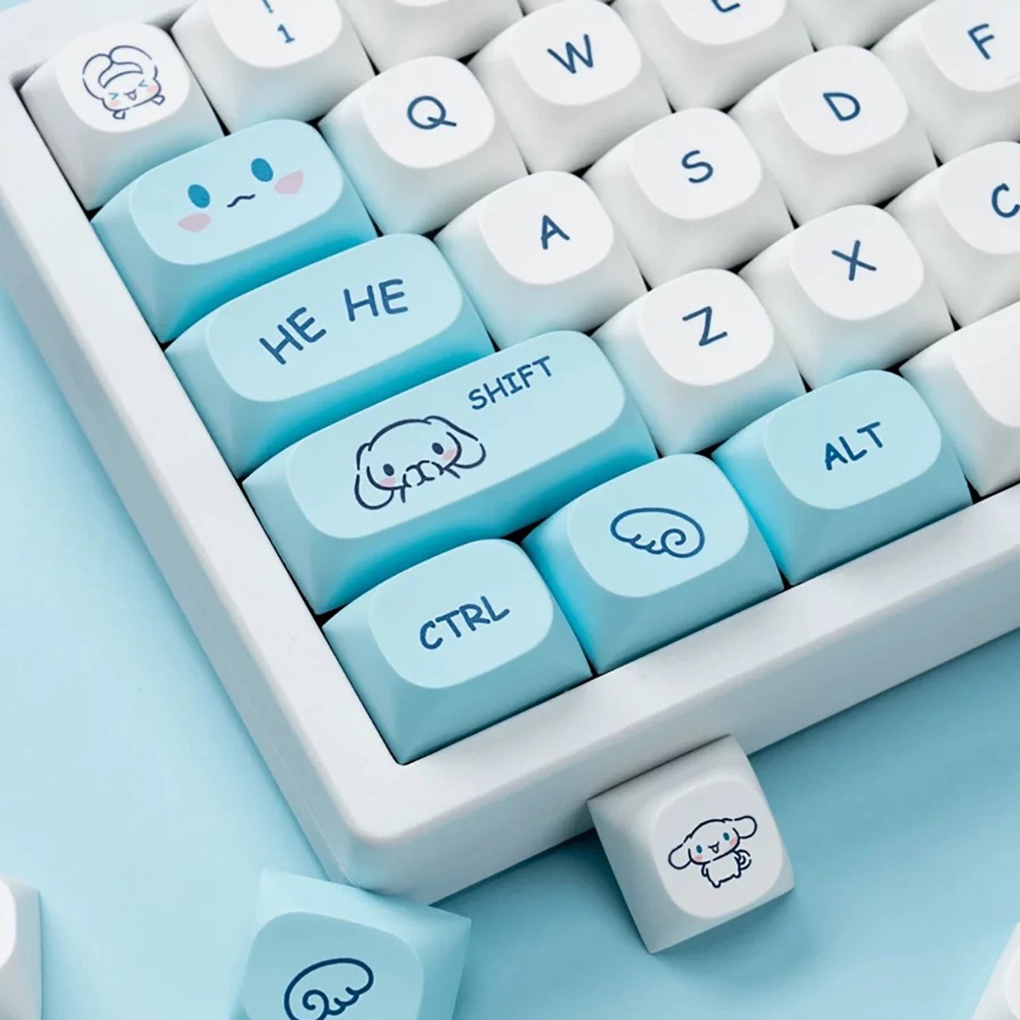 Japanese Style Cinnamoroll 124 PCS MA Profile Anime Keycap Set for Mechanical Keyboard｜Gift for Him|Custom Keycaps|Keycaps ONLY