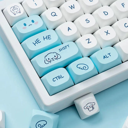 Japanese Style Cinnamoroll 124 PCS MA Profile Anime Keycap Set for Mechanical Keyboard｜Gift for Him|Custom Keycaps|Keycaps ONLY