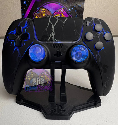 Lightning Theme - RGB LED - All Black - Custom Wireless Controller for PS5 or PC