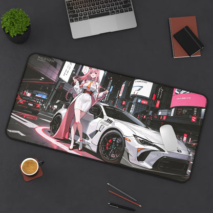 Waifu Deskmat Ahegao | Anime Mousepad Aesthetic | Manga Girls Black White Anaglyph Glitch Glitchcore | XL XXL Gaming Desk Mat Mouse Pad