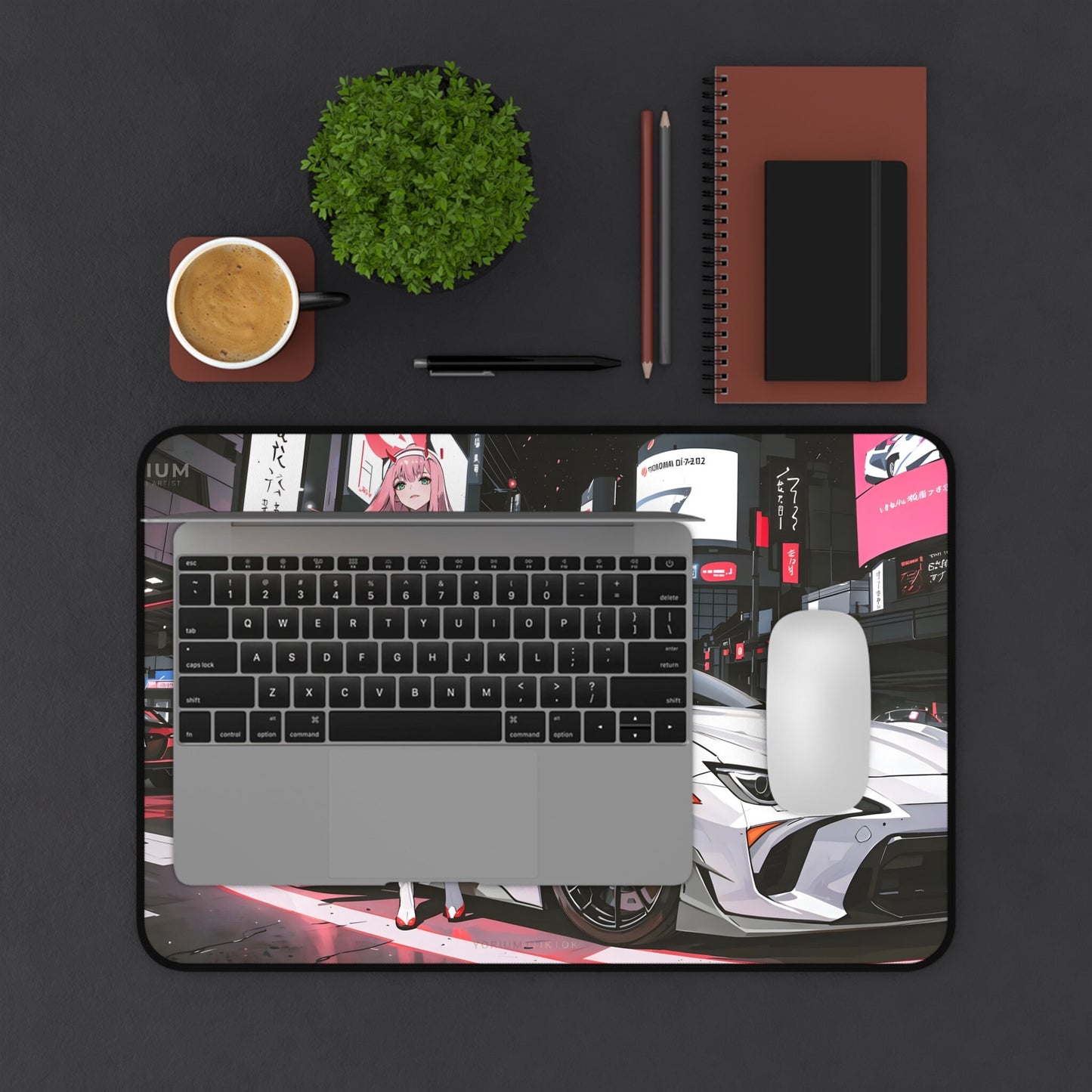 Waifu Deskmat Ahegao | Anime Mousepad Aesthetic | Manga Girls Black White Anaglyph Glitch Glitchcore | XL XXL Gaming Desk Mat Mouse Pad