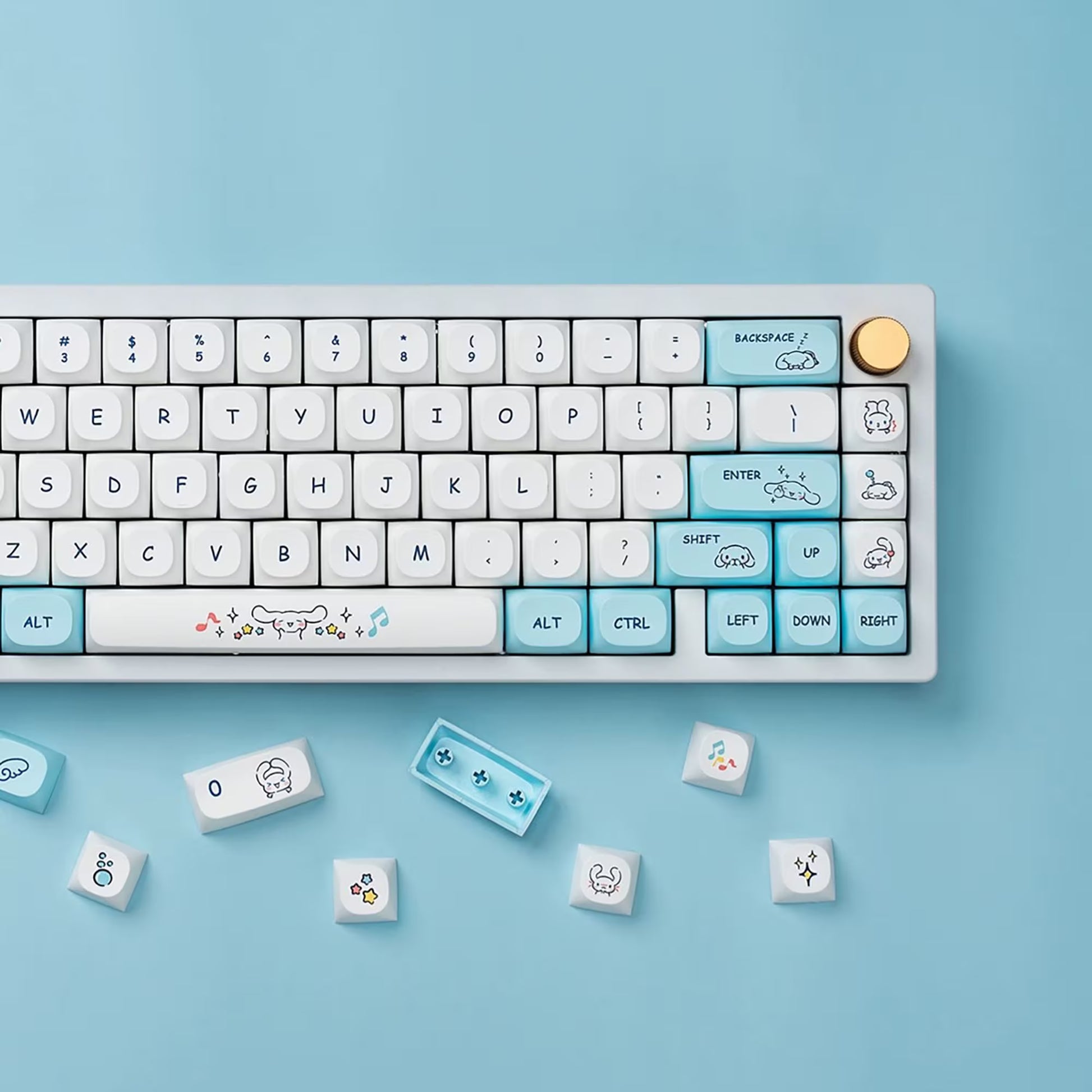 Japanese Style Cinnamoroll 124 PCS MA Profile Anime Keycap Set for Mechanical Keyboard｜Gift for Him|Custom Keycaps|Keycaps ONLY