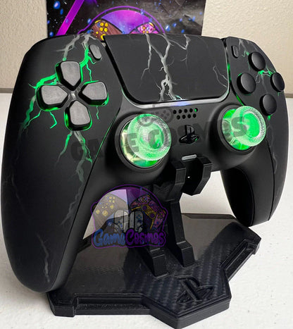 Lightning Theme - RGB LED - All Black - Custom Wireless Controller for PS5 or PC