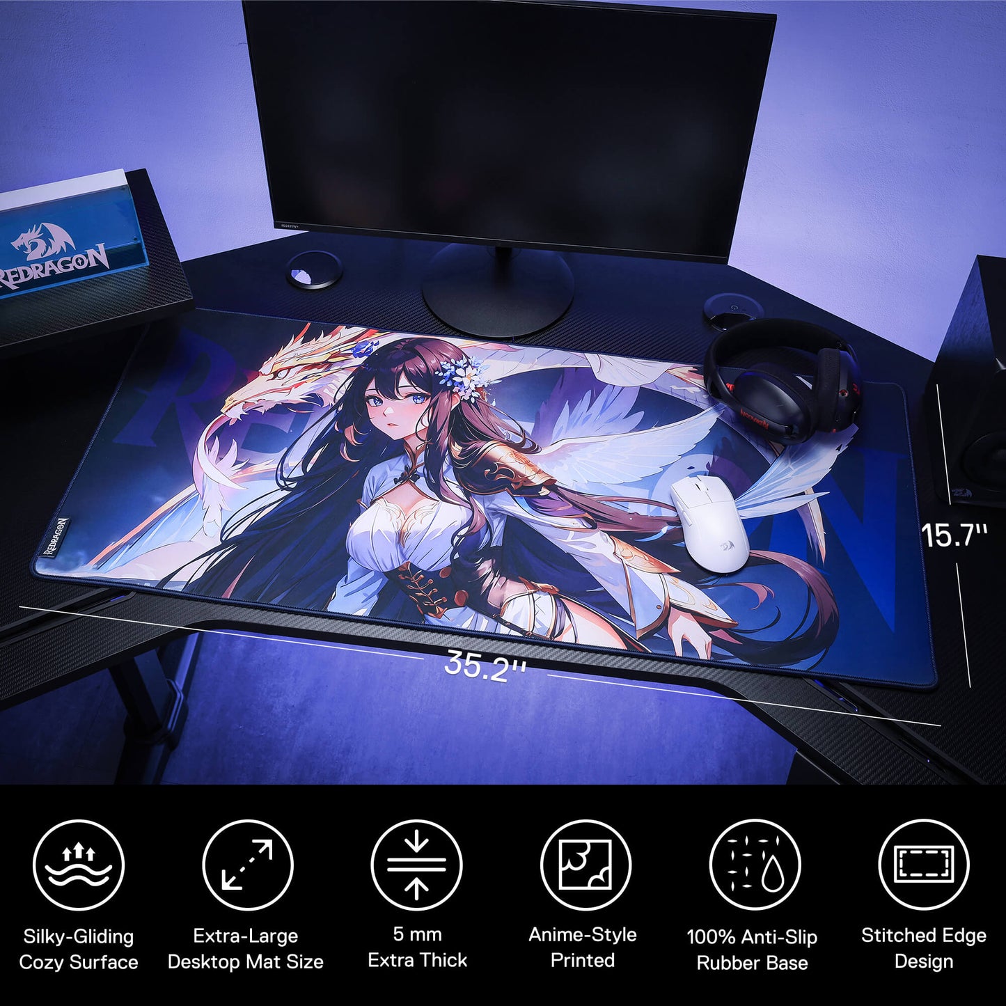P046 Anime Blue Gaming Mouse Pad/Desk Mat