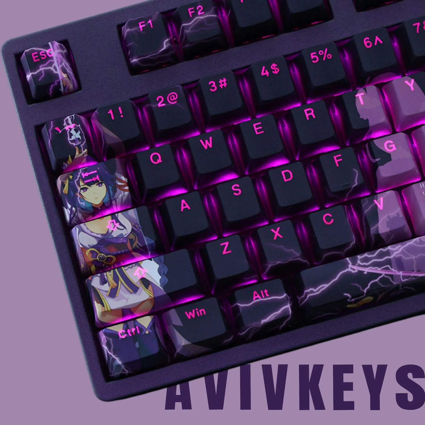 Anime Keycap Set, RGB Backlit Keycap Set, PBT Keycap Set, OEM Profile, 108 Keys for Mechanical Keyboard, Gamer Keycaps, Custom Keycap,