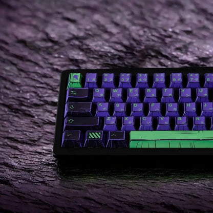 Manga EVANGELION-01 Keycap Set 150Key,Custom PBT Anime Keycap，Black Purple Gaming Keycap,Cherry Profile Keycap for Mechanical Keyboard,Gift