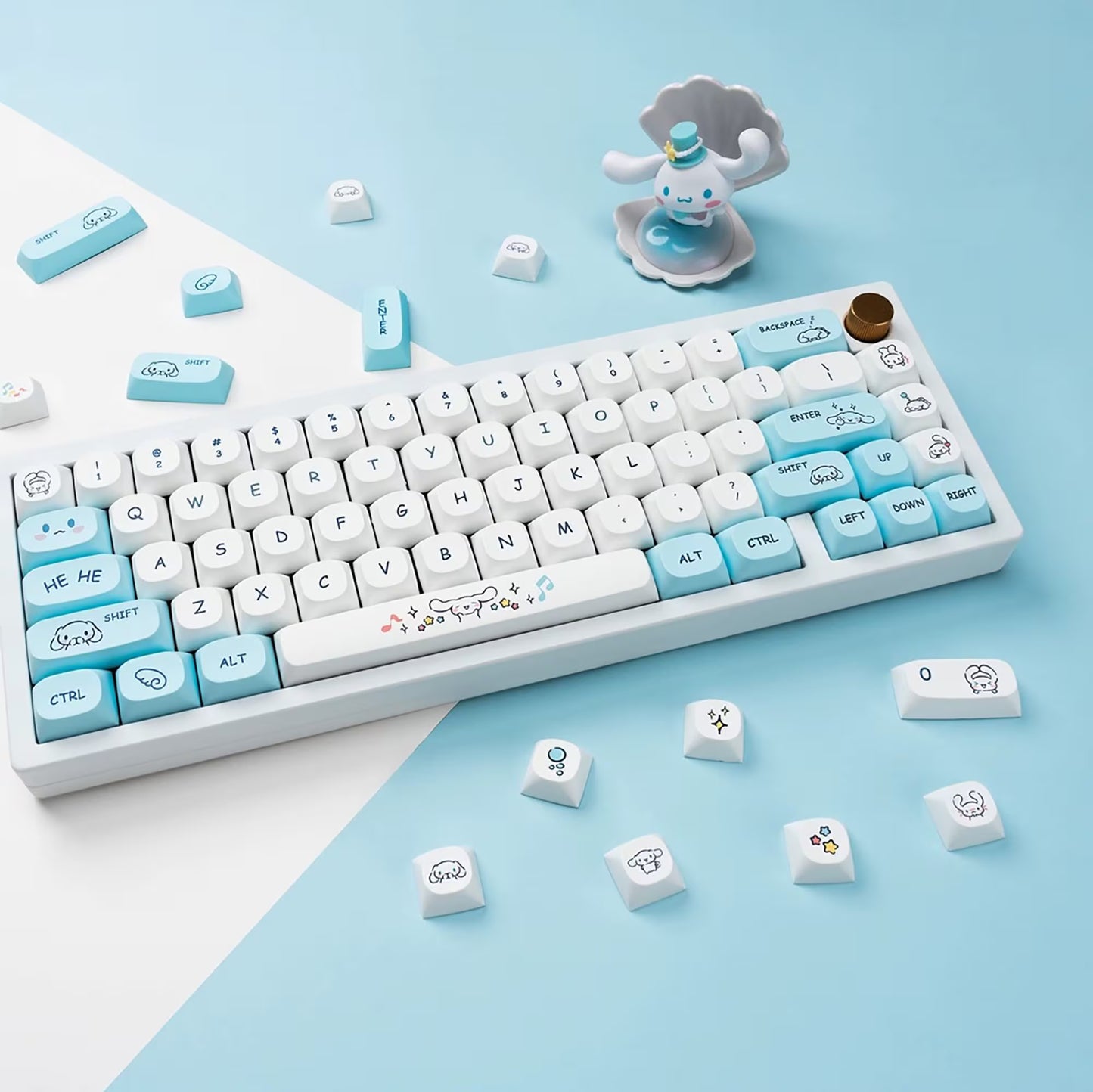 Japanese Style Cinnamoroll 124 PCS MA Profile Anime Keycap Set for Mechanical Keyboard｜Gift for Him|Custom Keycaps|Keycaps ONLY