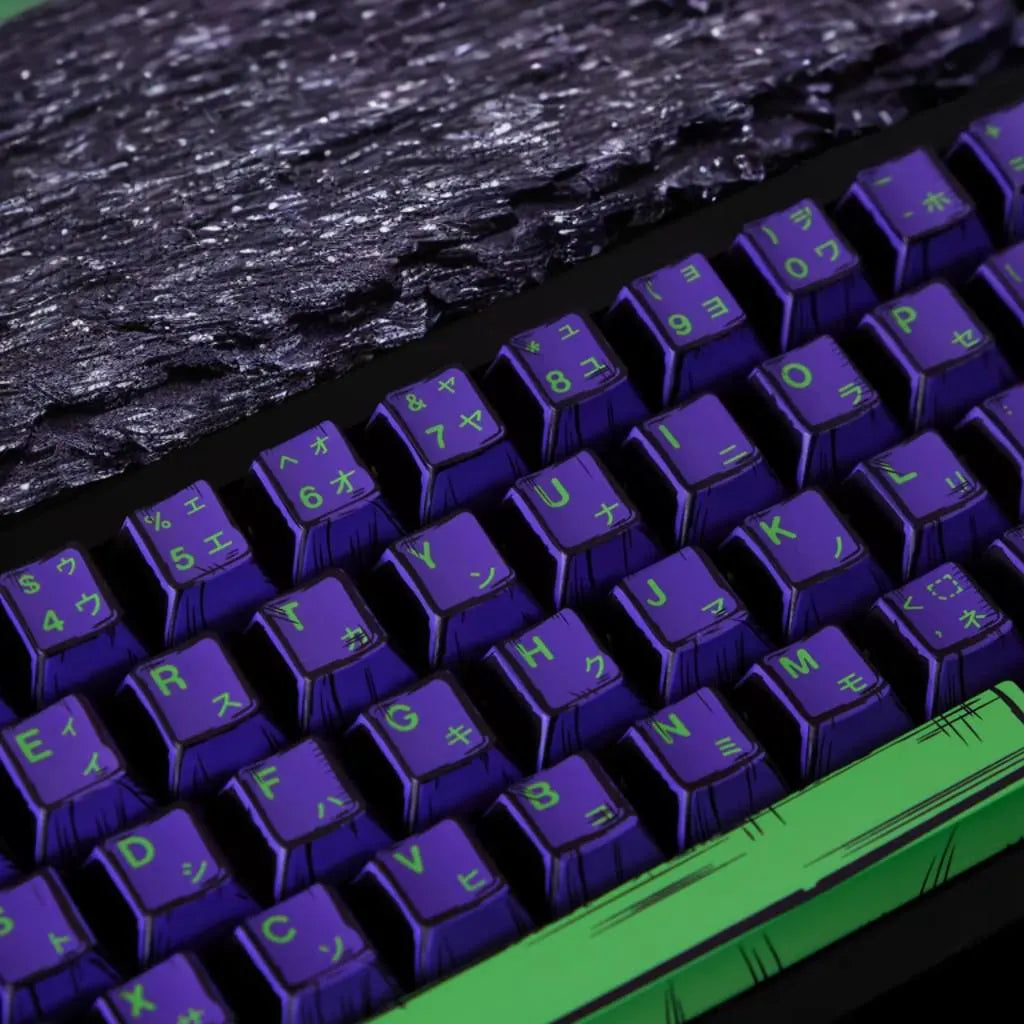 Manga EVANGELION-01 Keycap Set 150Key,Custom PBT Anime Keycap，Black Purple Gaming Keycap,Cherry Profile Keycap for Mechanical Keyboard,Gift