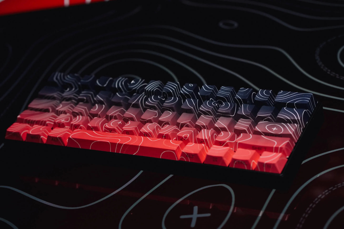 Red Fade Damascus T60 Pro Keyboard