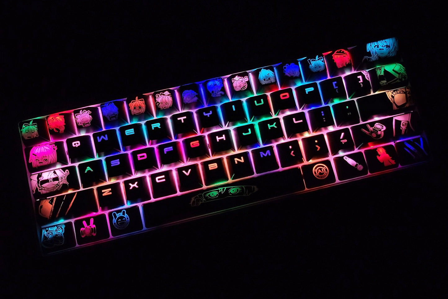 Projekt Melody Anime Theme Backlit Keycap Set-61, 87, 104 Keys with 6.25 Layout | Anime Keycap Set | Gaming Keyboard Backlit Keycap Set