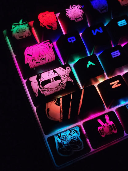 Projekt Melody Anime Theme Backlit Keycap Set-61, 87, 104 Keys with 6.25 Layout | Anime Keycap Set | Gaming Keyboard Backlit Keycap Set