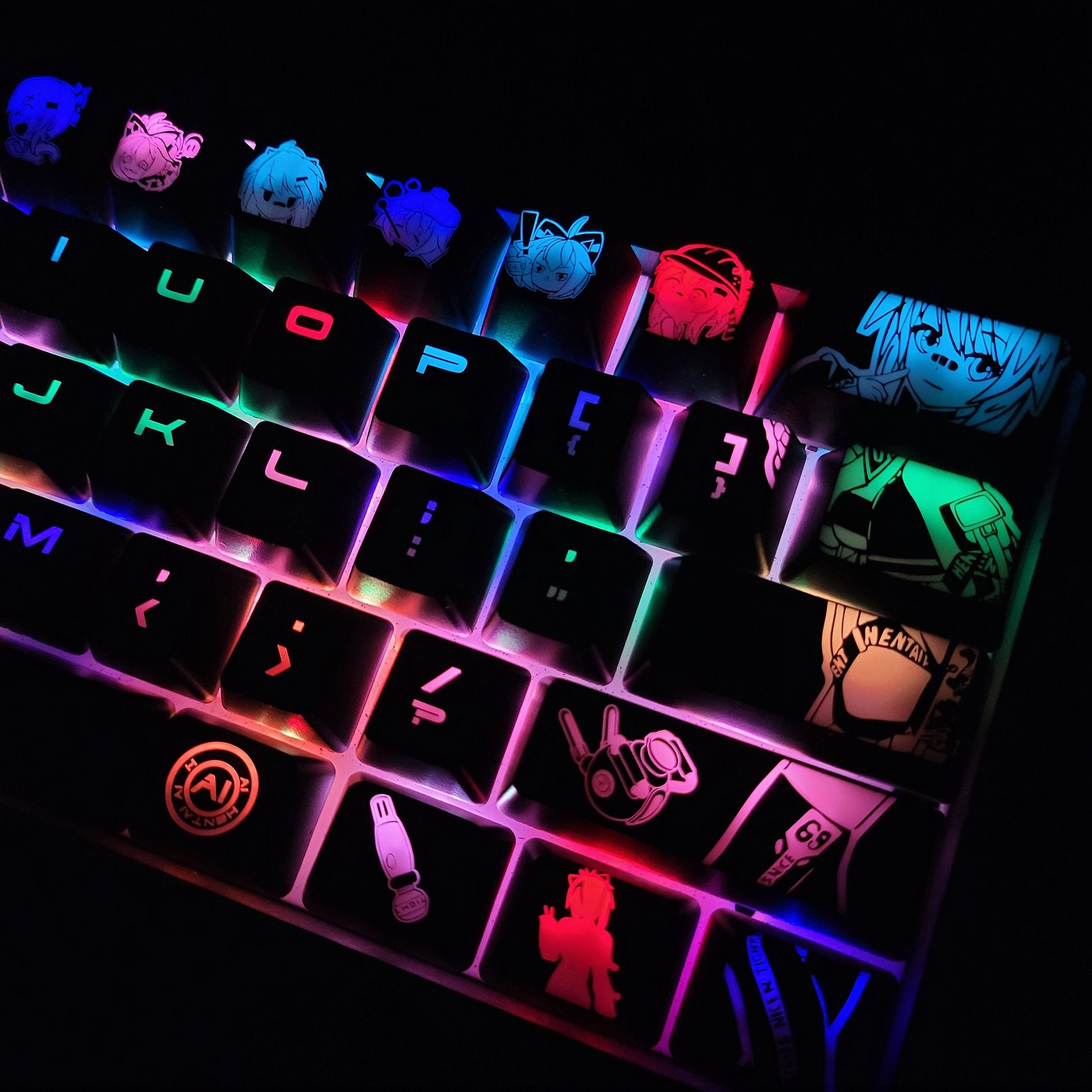 Projekt Melody Anime Theme Backlit Keycap Set-61, 87, 104 Keys with 6.25 Layout | Anime Keycap Set | Gaming Keyboard Backlit Keycap Set