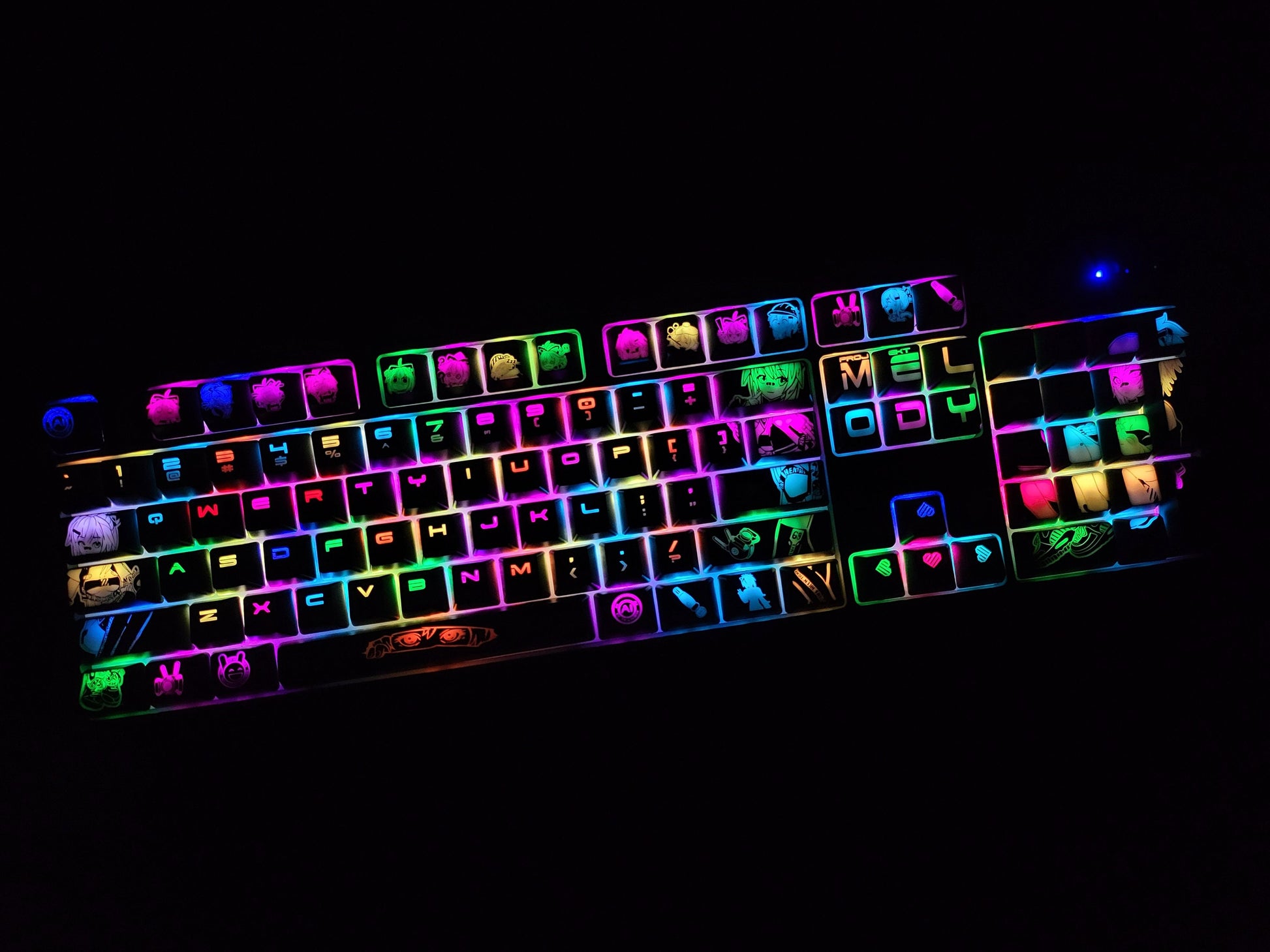 Projekt Melody Anime Theme Backlit Keycap Set-61, 87, 104 Keys with 6.25 Layout | Anime Keycap Set | Gaming Keyboard Backlit Keycap Set