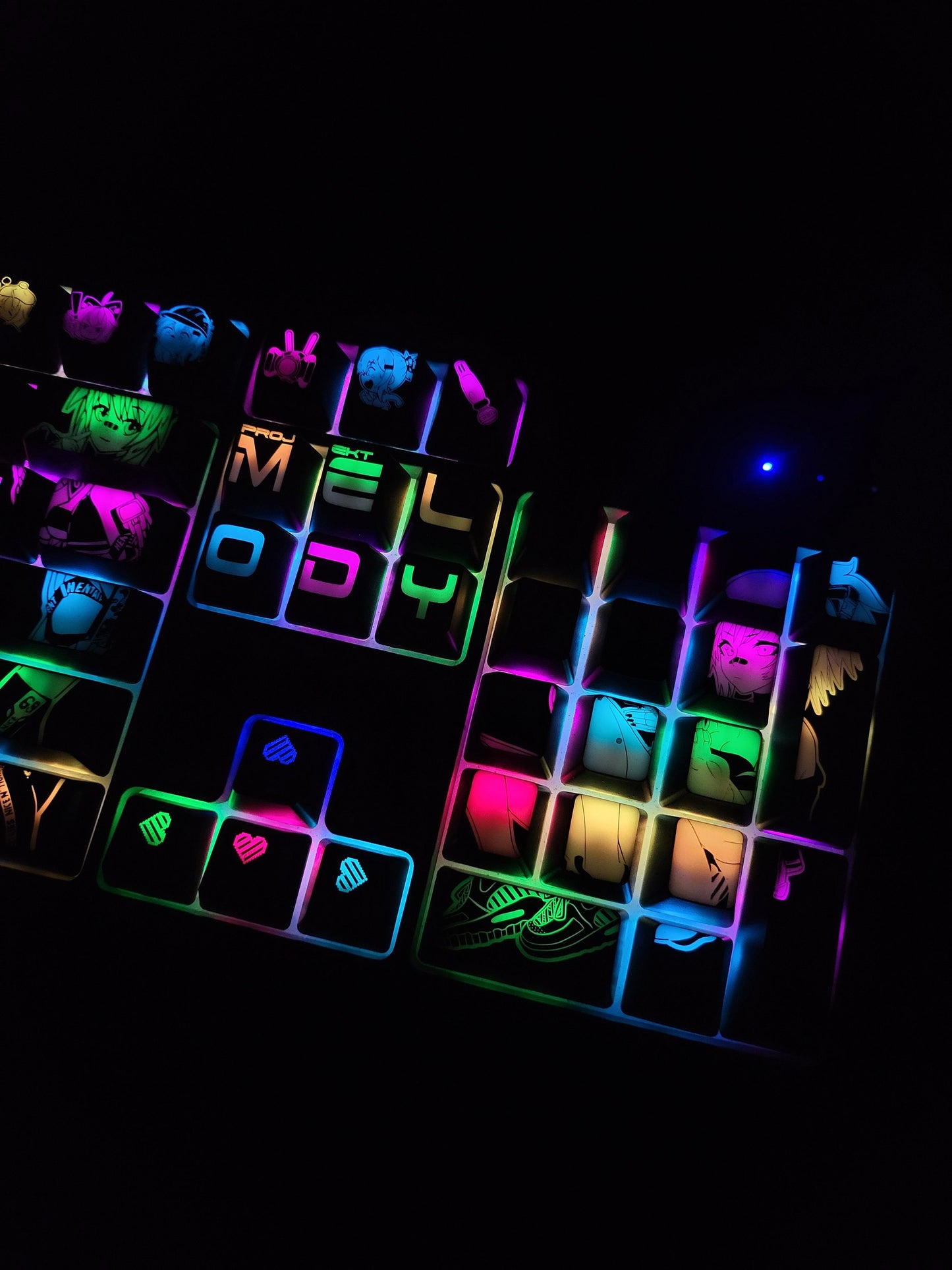 Projekt Melody Anime Theme Backlit Keycap Set-61, 87, 104 Keys with 6.25 Layout | Anime Keycap Set | Gaming Keyboard Backlit Keycap Set
