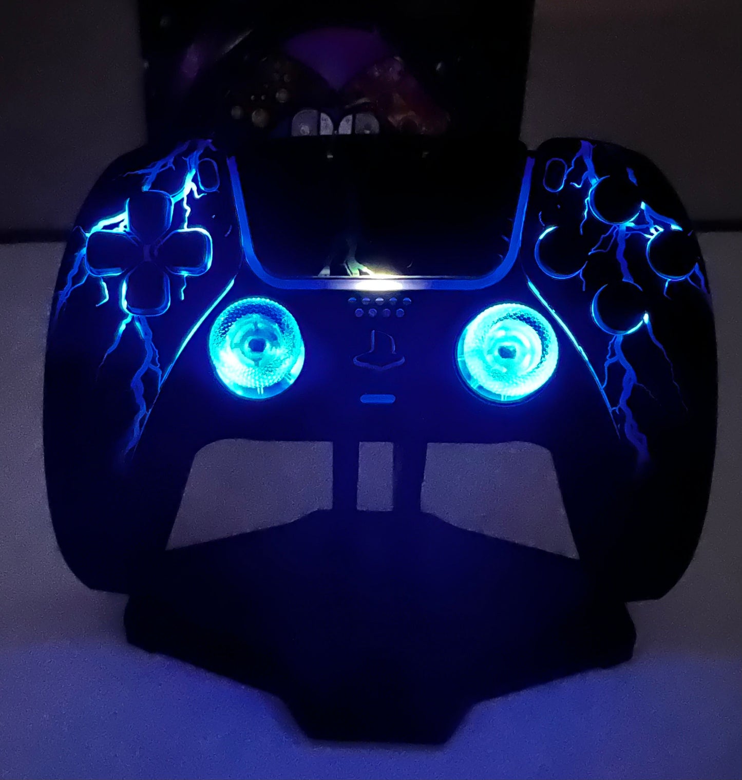 Lightning Theme - RGB LED - All Black - Custom Wireless Controller for PS5 or PC