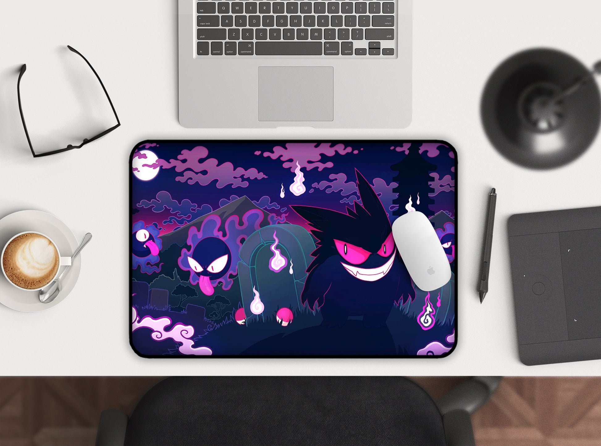 Gengar Desk Mat Anime Desk Pad Gaming Mousepad XL Extra Large Mouse Pad, Gaming Mouse Pad, Keyboard Mat, Deskmat, Deskpad Gamer Gift for Him