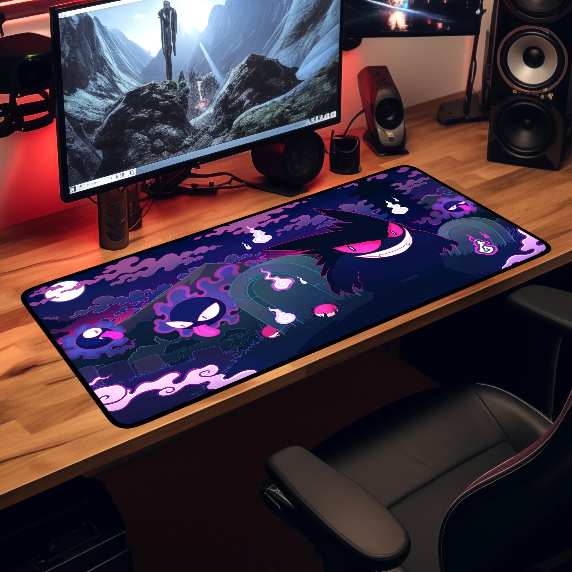 Gengar Desk Mat Anime Desk Pad Gaming Mousepad XL Extra Large Mouse Pad, Gaming Mouse Pad, Keyboard Mat, Deskmat, Deskpad Gamer Gift for Him
