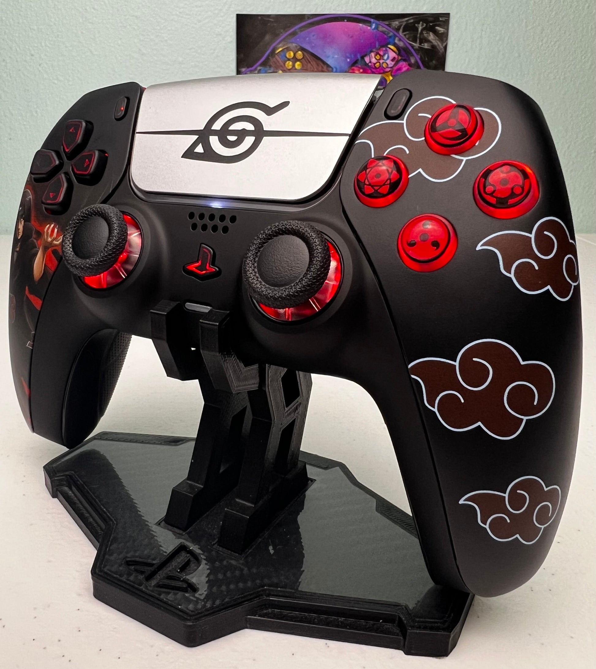 Anime Manga - Red Clouds - RGB LED - Custom Wireless Controller for PS5 or PC