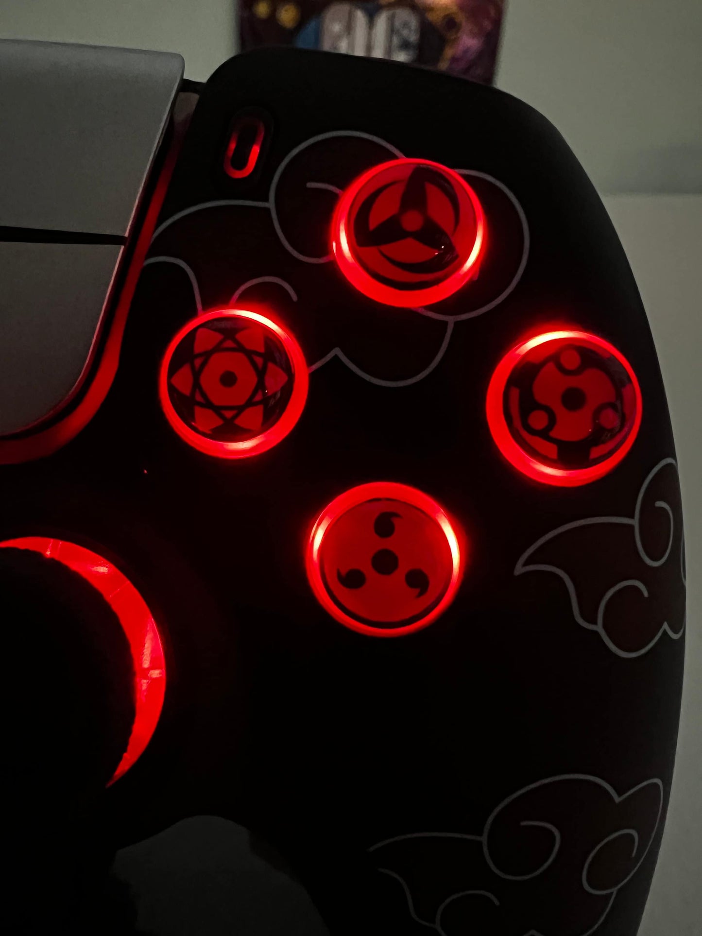 Anime Manga - Red Clouds - RGB LED - Custom Wireless Controller for PS5 or PC