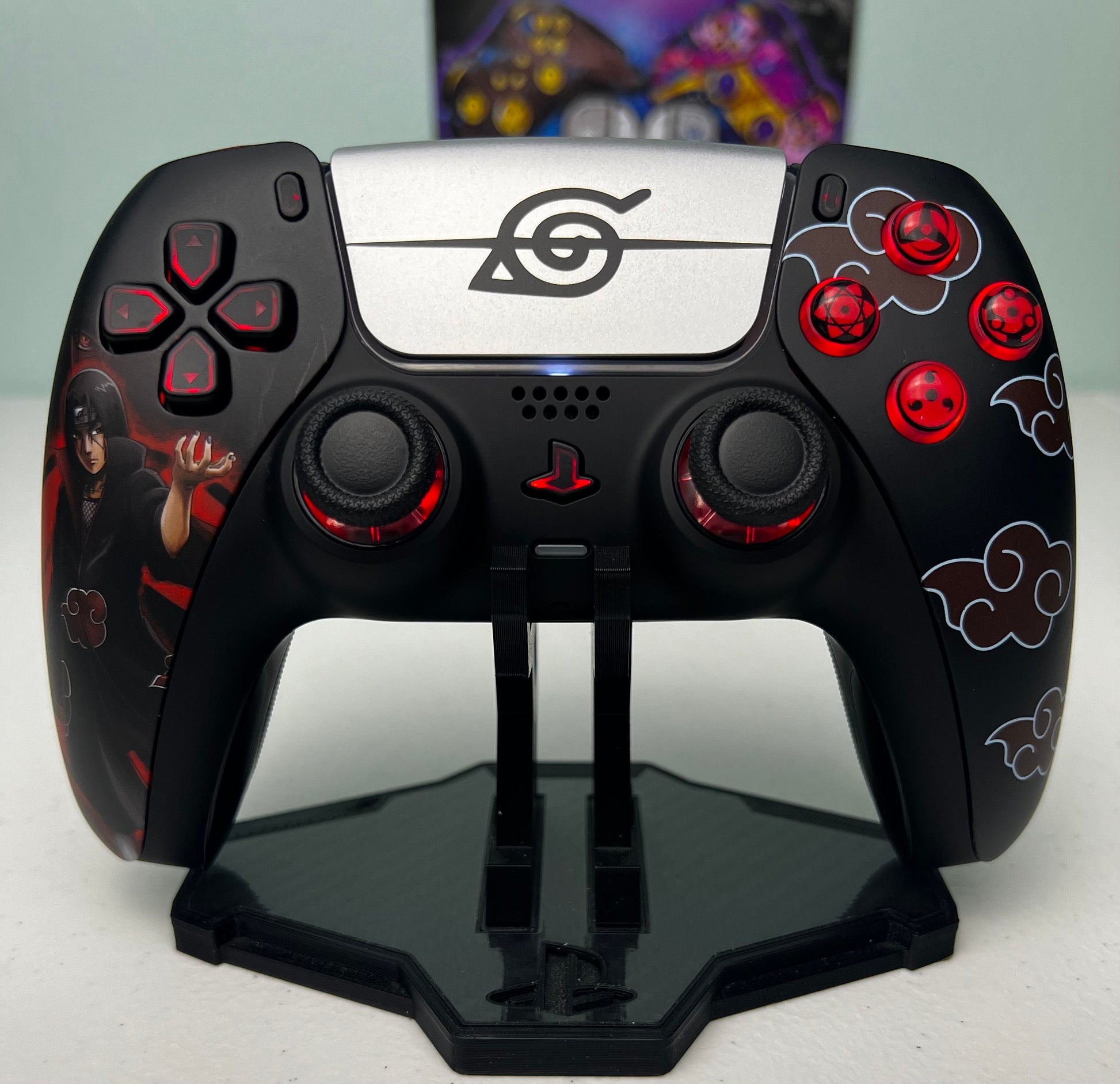 Anime Manga - Red Clouds - RGB LED - Custom Wireless Controller for PS5 or PC