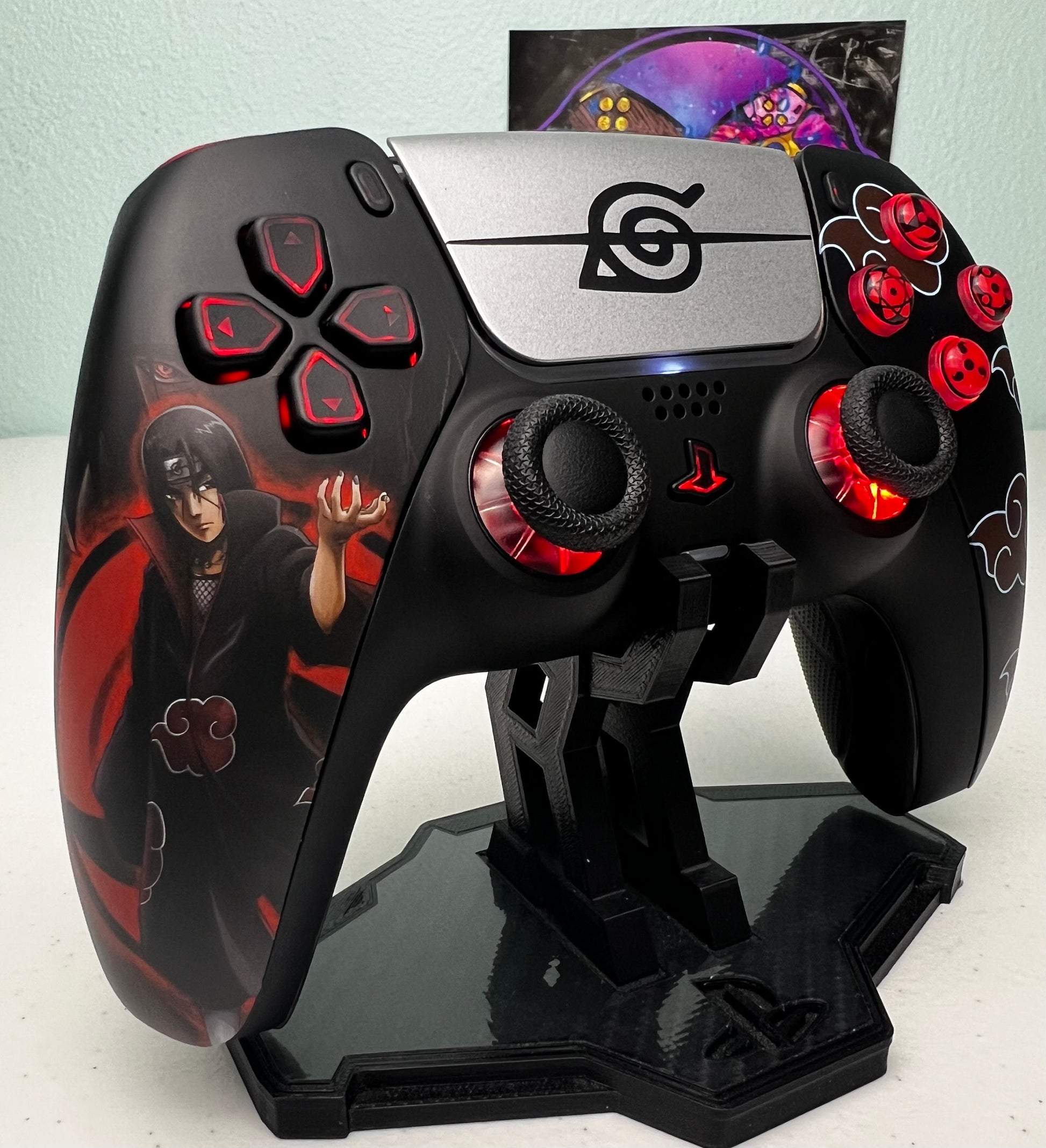 Anime Manga - Red Clouds - RGB LED - Custom Wireless Controller for PS5 or PC