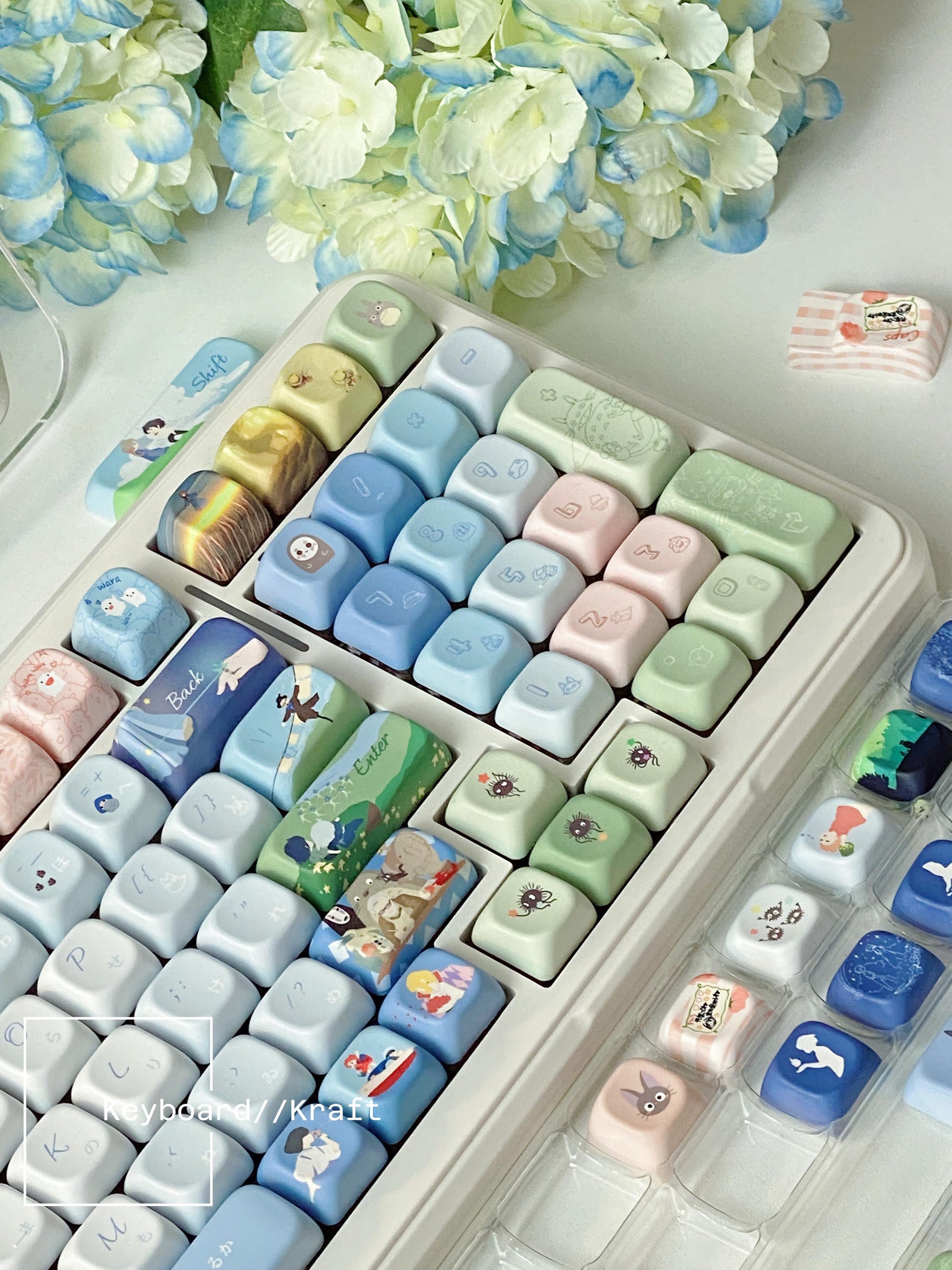 Ghibli Anime Japanese Style Keycap 143 Set | PBT Custom & Handmade for All Mechanical Keyboard Cherry MX and MX Style Switches | Gift