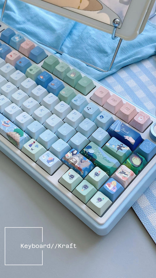 Ghibli Anime Japanese Style Keycap 143 Set | PBT Custom & Handmade for All Mechanical Keyboard Cherry MX and MX Style Switches | Gift
