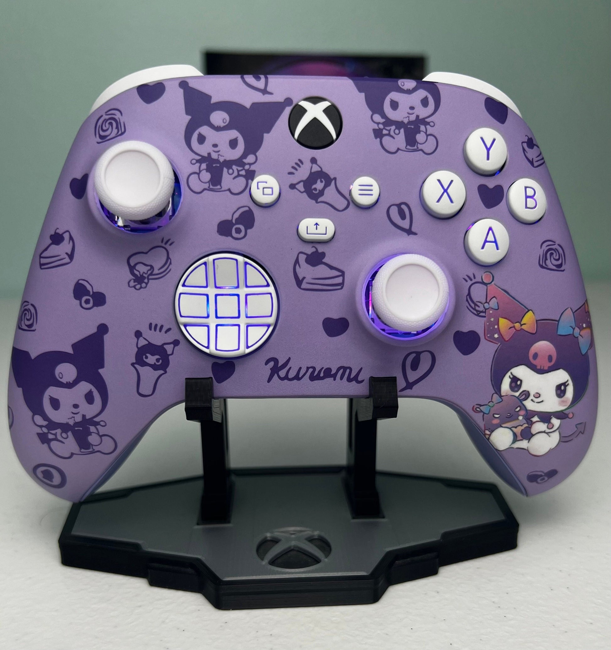 Kawaii Violet Theme - Cute Cartoon - RGB LED - Custom Wireless Controller for Xbox or PC