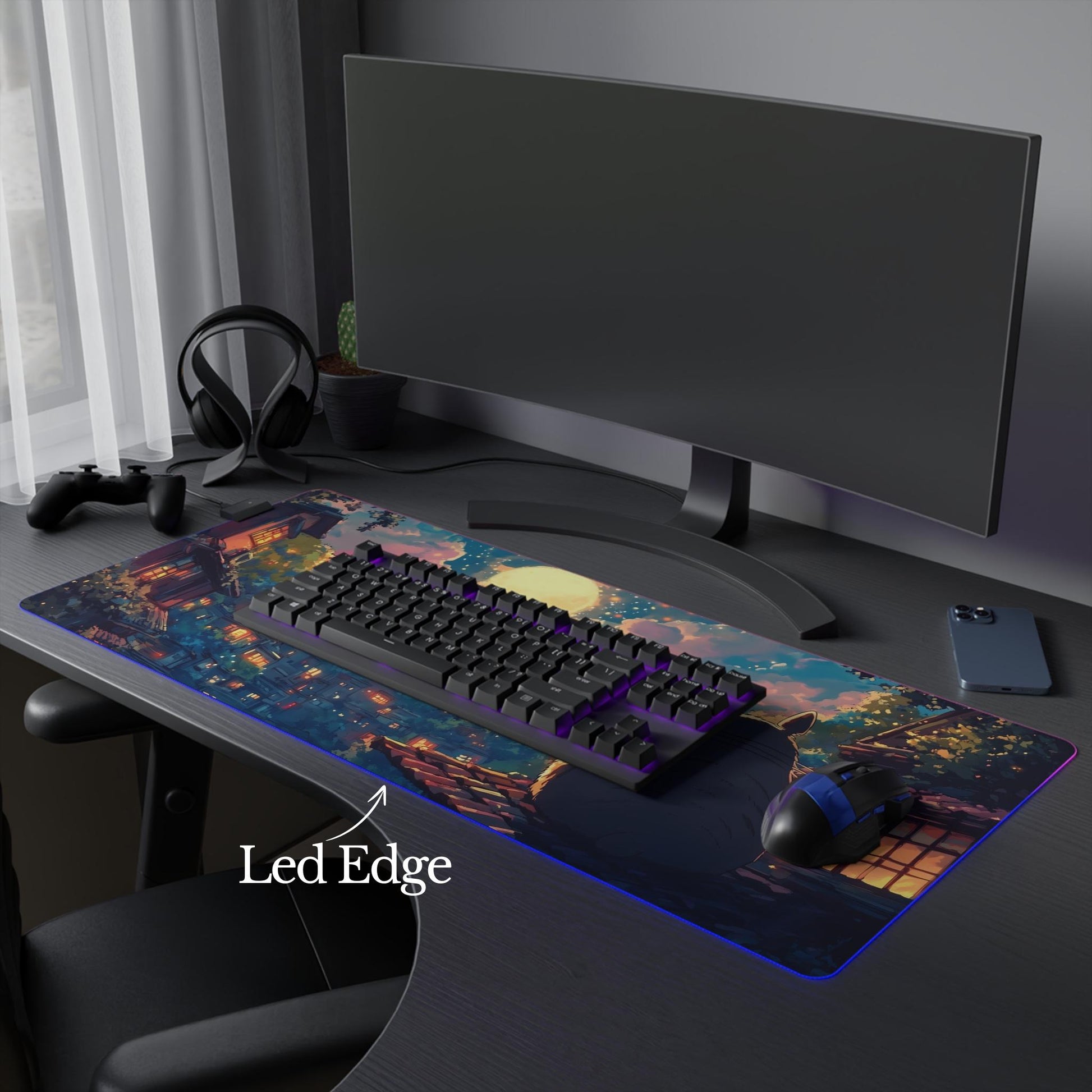 Anime Desk Mat Aesthetic Anime Mousepad | Anime Merch Art Large RGB Mouse Pad | Cute Deskmat Anime Playmat - Desk Pad Japanese Art