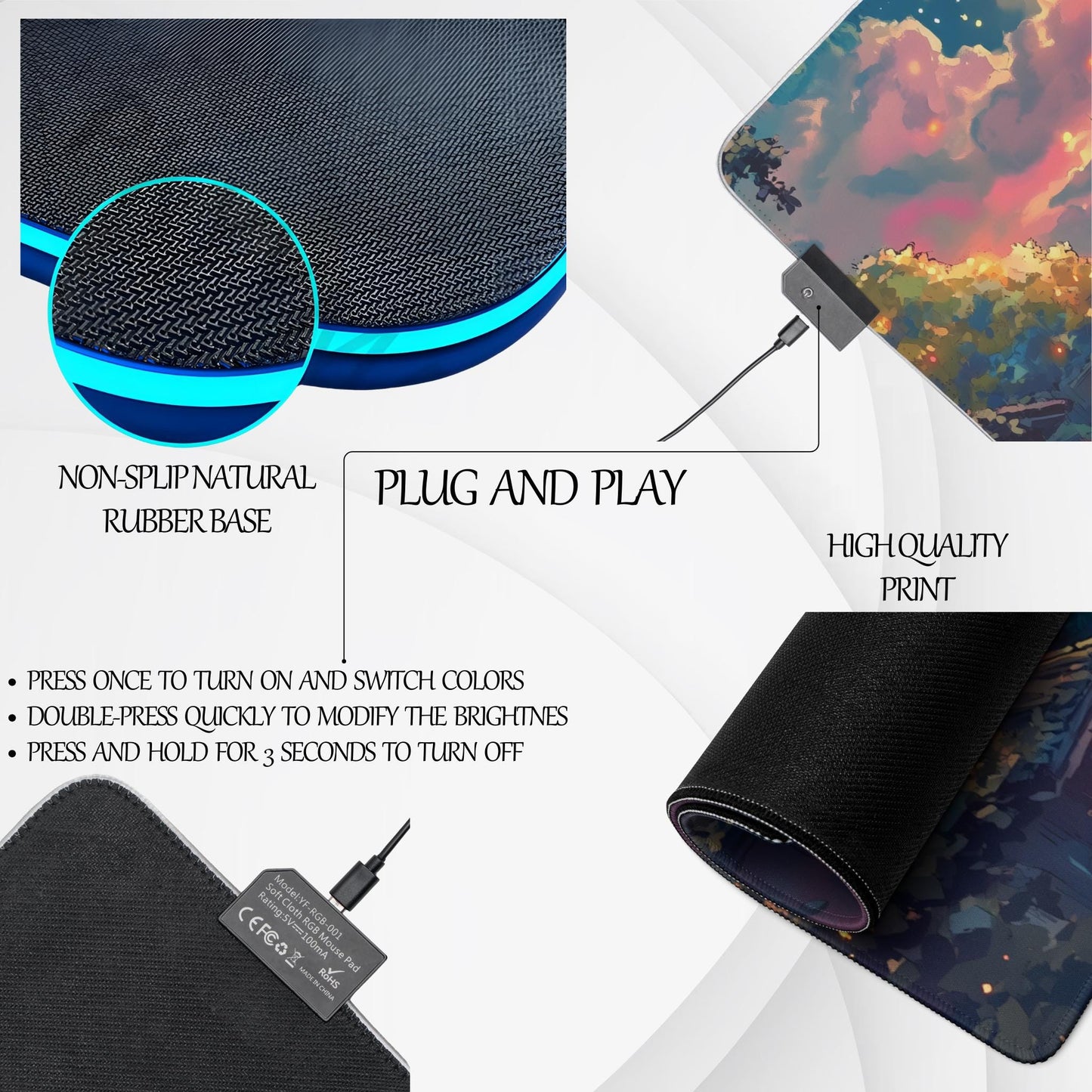 Anime Desk Mat Aesthetic Anime Mousepad | Anime Merch Art Large RGB Mouse Pad | Cute Deskmat Anime Playmat - Desk Pad Japanese Art