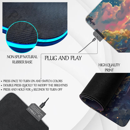 Anime Desk Mat Aesthetic Anime Mousepad | Anime Merch Art Large RGB Mouse Pad | Cute Deskmat Anime Playmat - Desk Pad Japanese Art