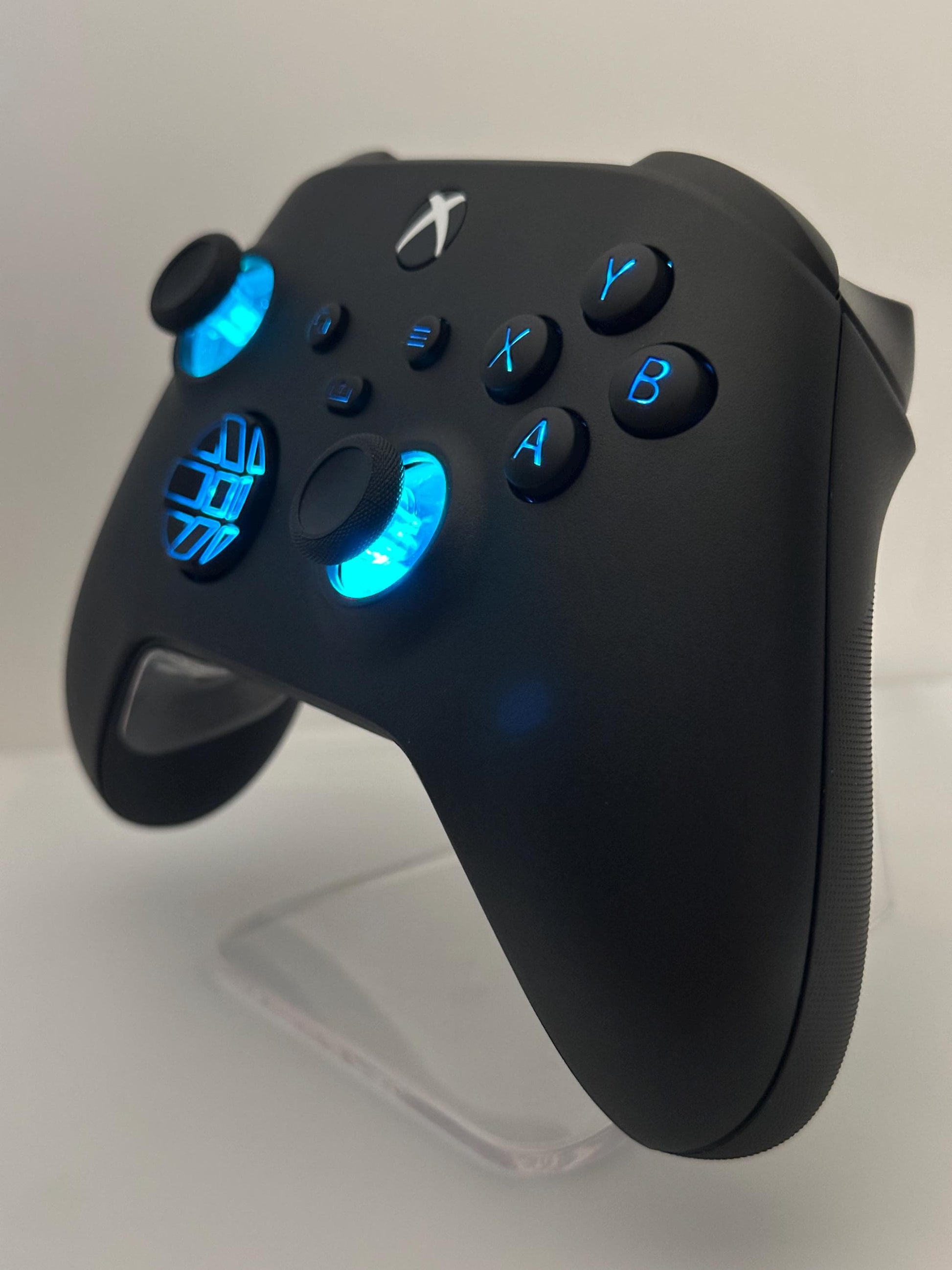 Solid Black Custom Modded RGB LED Wireless Controller for Xbox or PC
