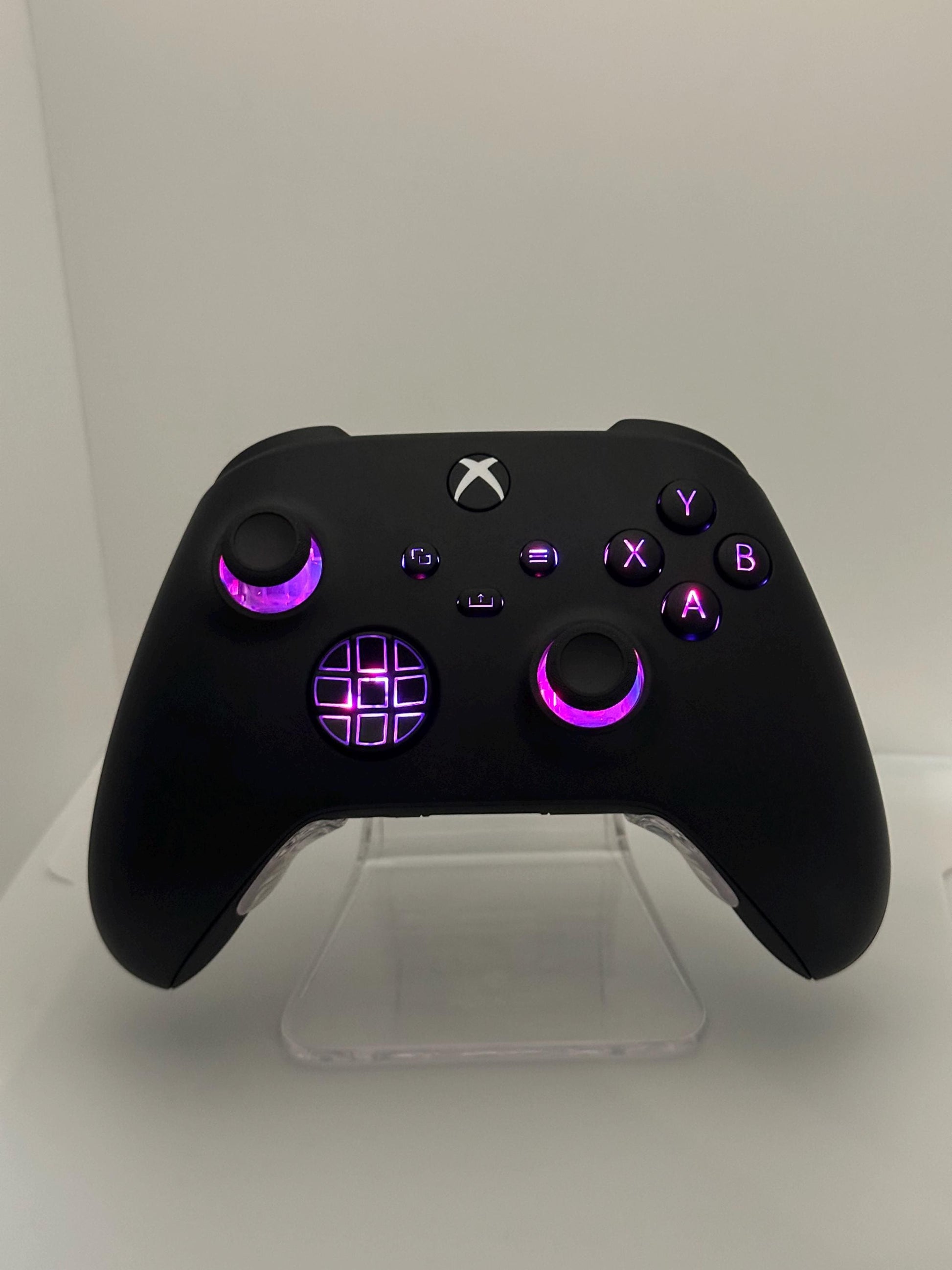 Solid Black Custom Modded RGB LED Wireless Controller for Xbox or PC