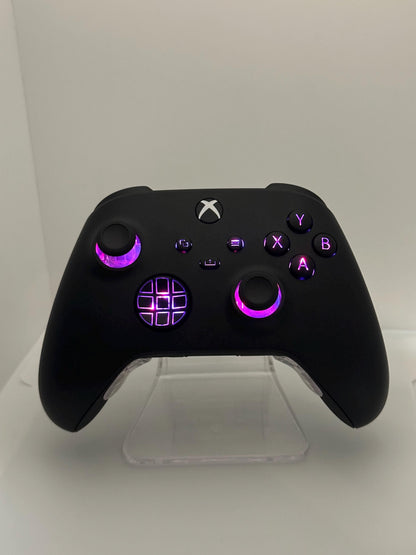Solid Black Custom Modded RGB LED Wireless Controller for Xbox or PC