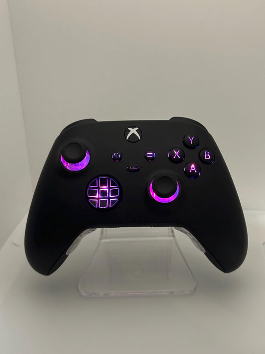 Solid Black Custom Modded RGB LED Wireless Controller for Xbox or PC