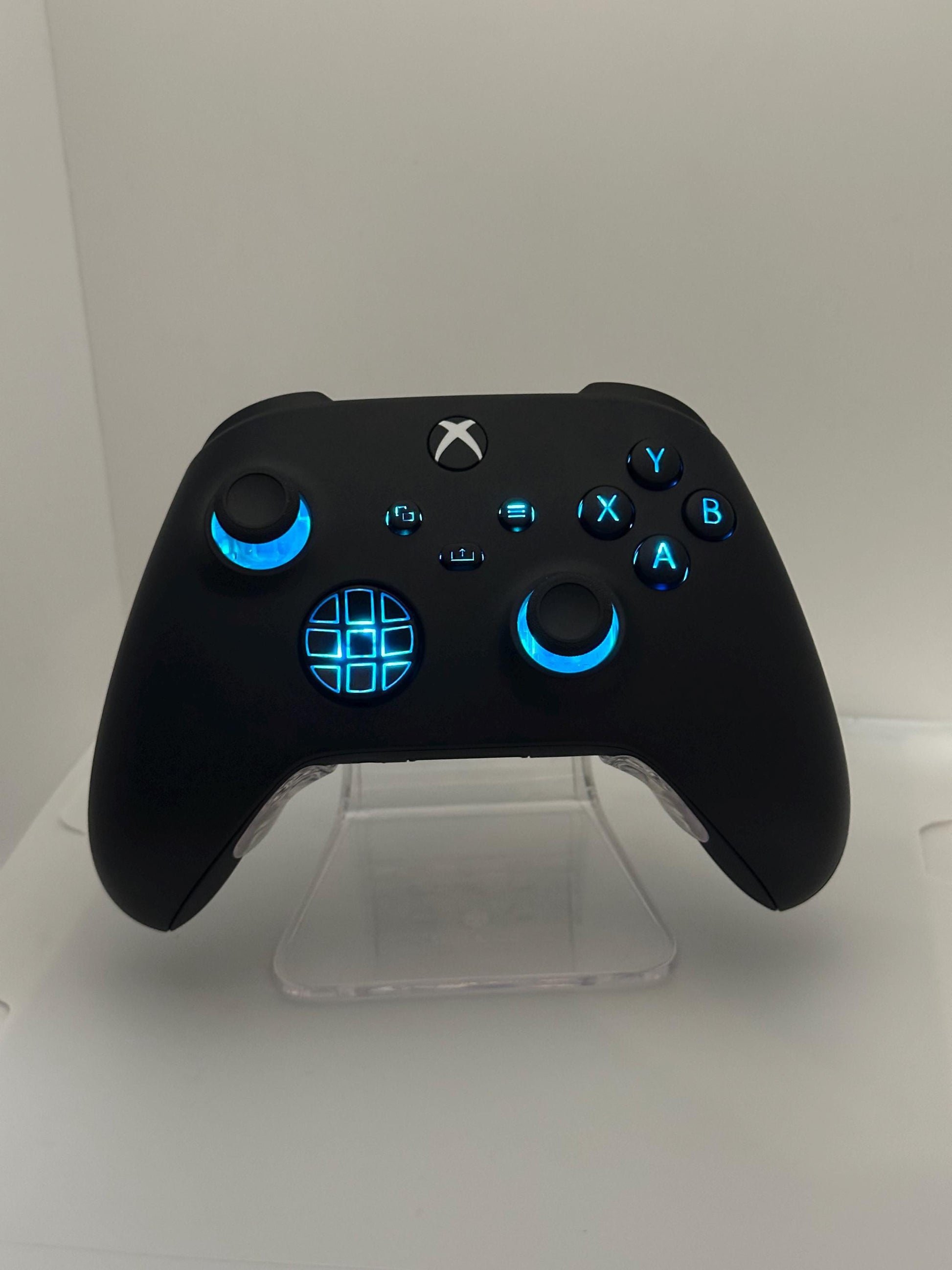 Solid Black Custom Modded RGB LED Wireless Controller for Xbox or PC