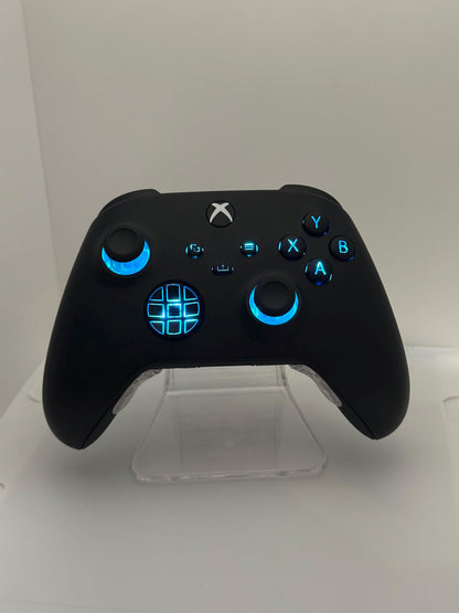 Solid Black Custom Modded RGB LED Wireless Controller for Xbox or PC