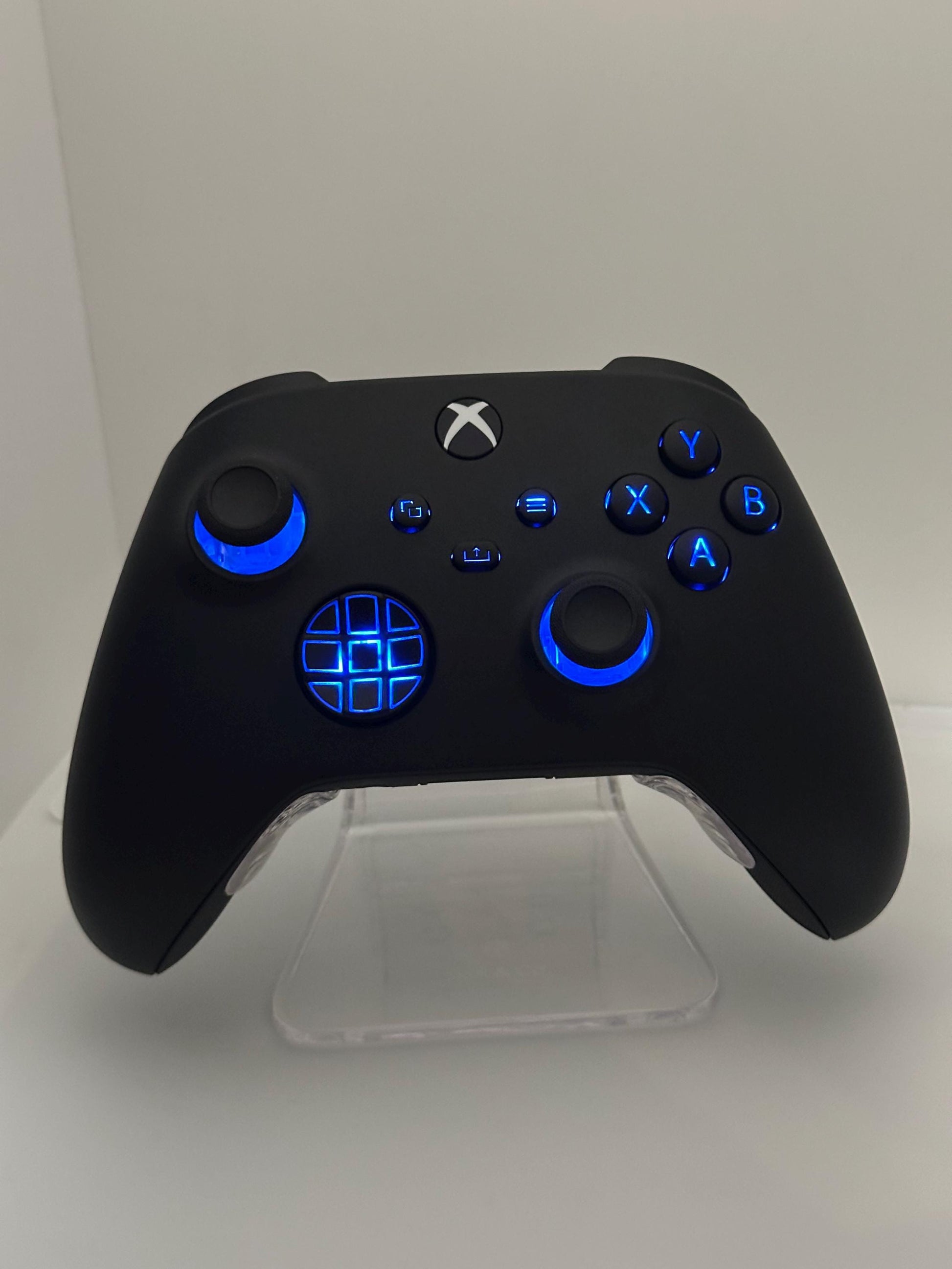 Solid Black Custom Modded RGB LED Wireless Controller for Xbox or PC