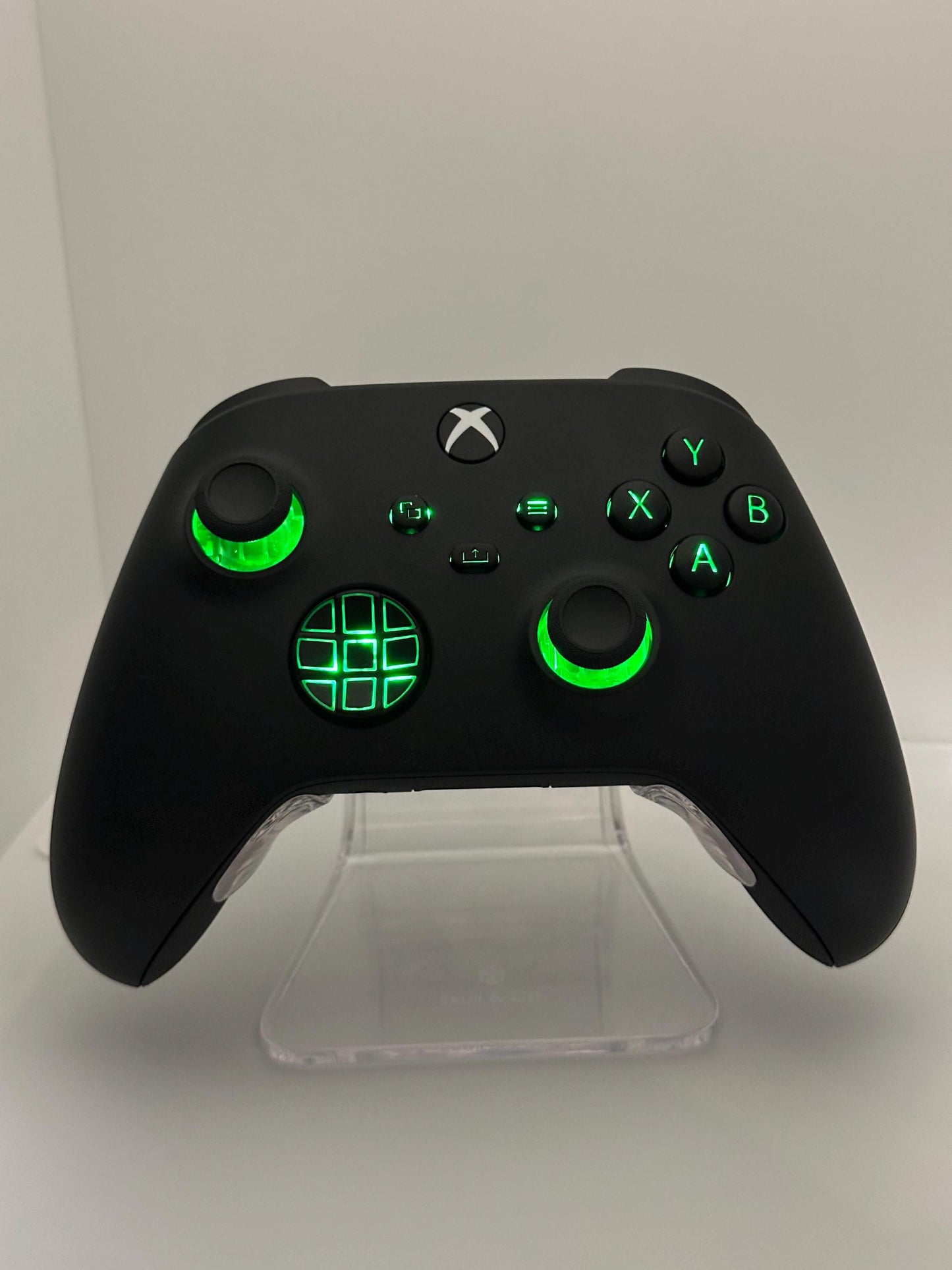 Solid Black Custom Modded RGB LED Wireless Controller for Xbox or PC