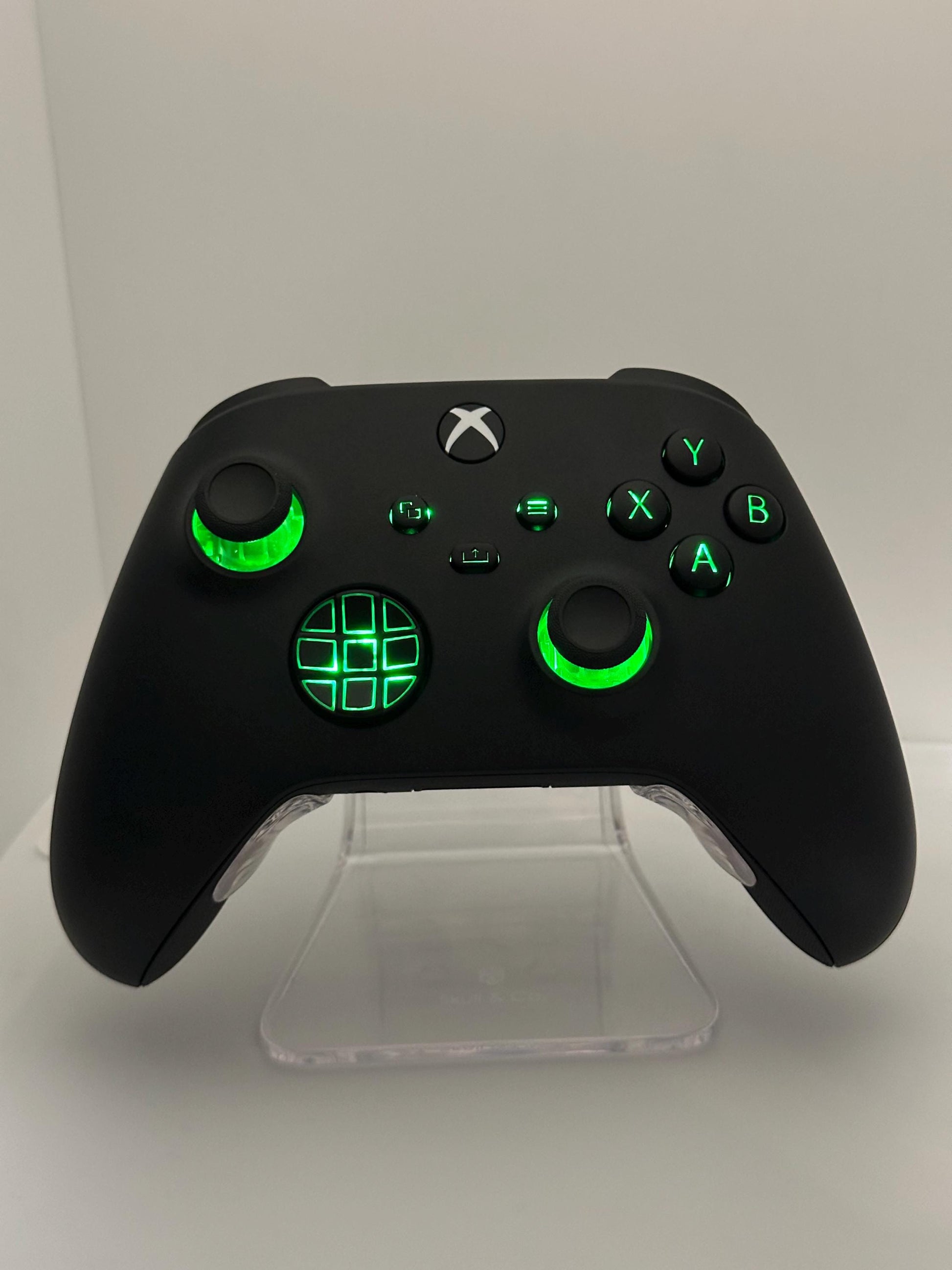Solid Black Custom Modded RGB LED Wireless Controller for Xbox or PC
