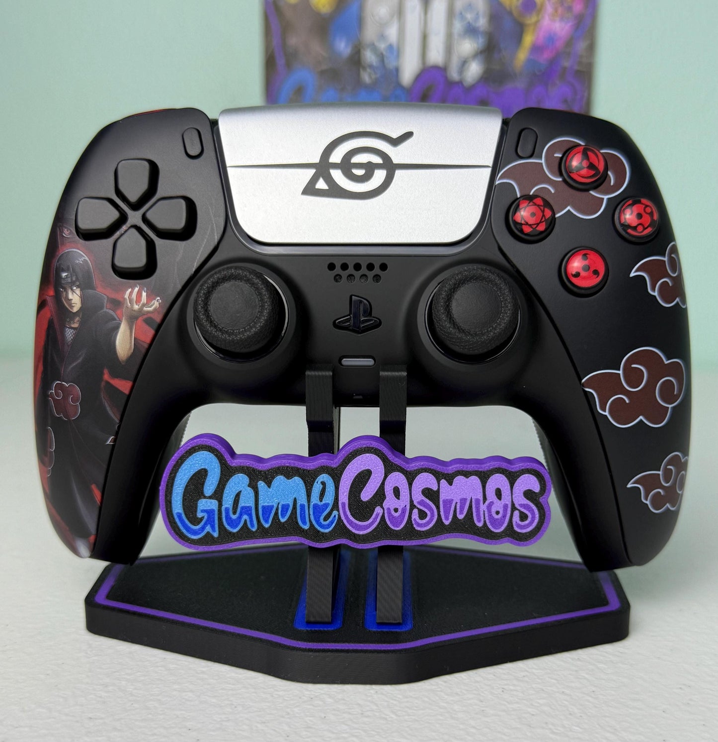 Anime Manga - Red Clouds - RGB LED - Custom Wireless Controller for PS5 or PC